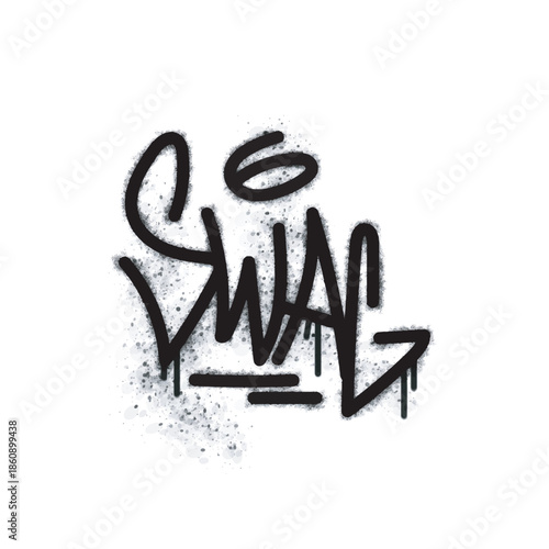 Graffiti spray with swag writing icon isolated on white background.