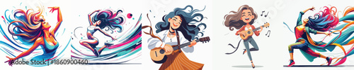 VECTOR WOMAN PLAYING WHITE BACKGROUND