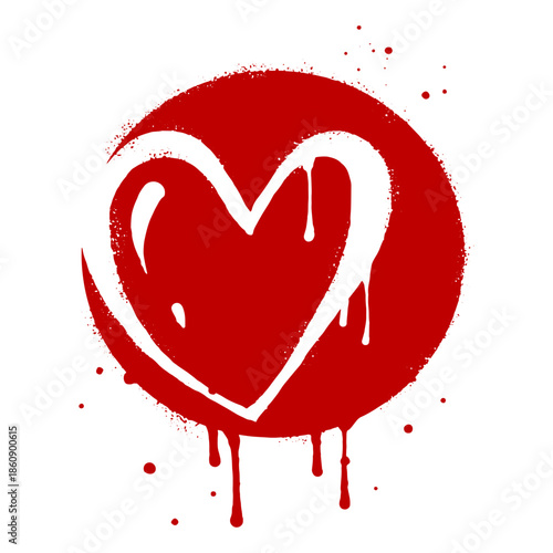Spray painted graffiti heart sign in red over white. Love heart symbol. isolated on white background. vector illustration