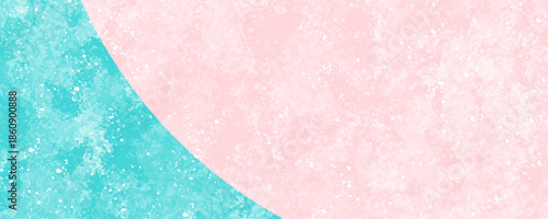 ピンクと青緑のツートンカラー和風背景デザイン　和紙風のテクスチャーベクターイラスト