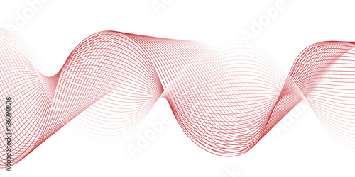  Modern abstract wave digital red and white geometric technology. Abstract line wave gradient poster blend background vector.