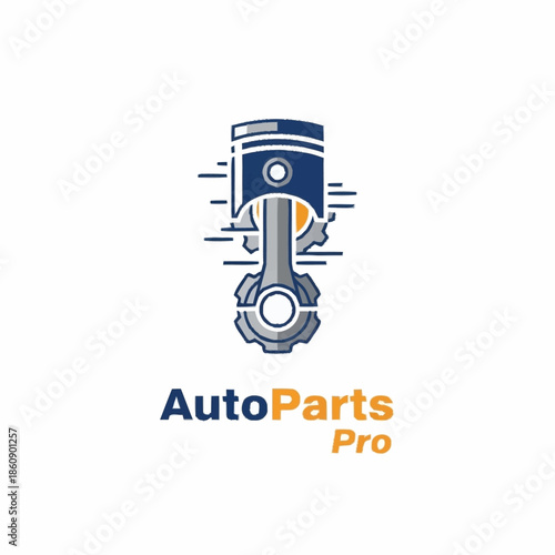 Automotive parts logo design with piston and connecting rod.