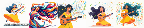 VECTOR WOMAN PLAYING WHITE BACKGROUND
