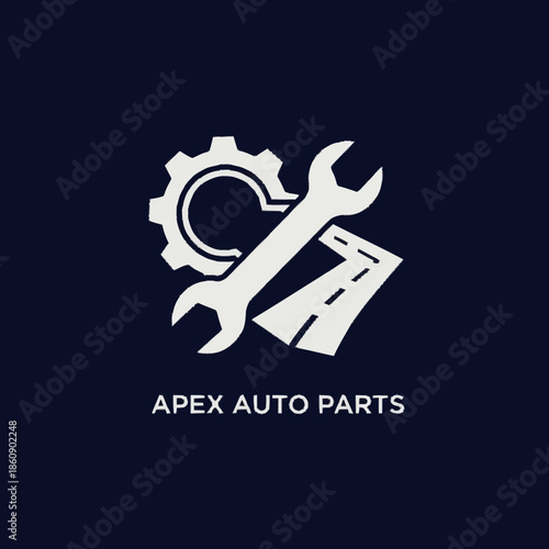 Apex Auto Parts logo with wrench and gear symbolizing automotive repair and maintenance services.