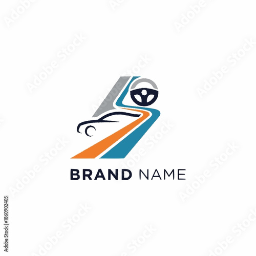 Modern Car Racing Logo Design Template with Brand Name.
