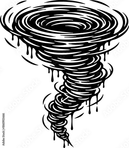 Stylized Hand-Drawn Tornado Vortex Graphic Illustration
