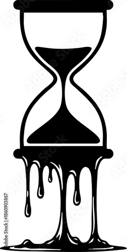 Vector Illustration of Melting Hourglass Symbolizing Time Decay