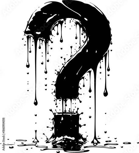Black Dripping Question Mark Symbol Illustration