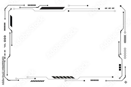 Black control panel abstract modern technology futuristic interface hud ui on white background.