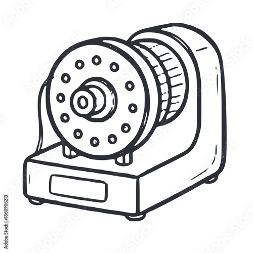Vintage manual pencil sharpener illustration outline
