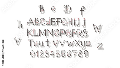Alphabet Typography and Numbering Set for Design Projects featuring Uppercase and Lowercase Letters along with Numerals 0-9