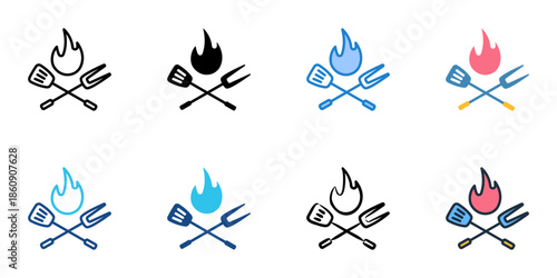Barbecue icons set multiple style collection. Editable stroke 
