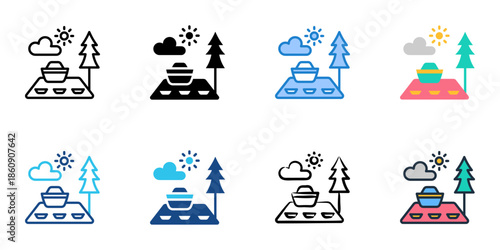 Picnic icons set multiple style collection. Editable stroke 
