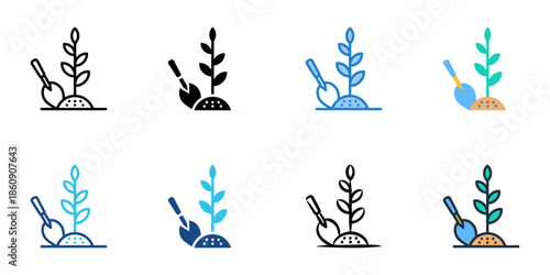 Gardening icons set multiple style collection. Editable stroke 
