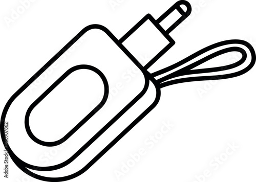Minimalist black and white line art vector illustration of a portable USB flash drive for digital data storage