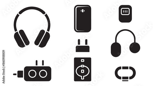 A collection of electronic device icons displayed on a white background