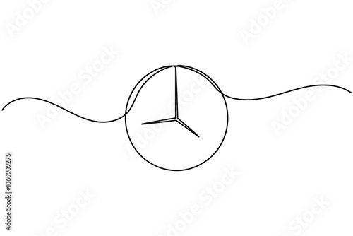 Time clock icon and sign continuous one line drawing on white background minimalist hand drawn timer hour art symbol outline vector illustration