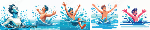 VECTOR OF MAN PLAYING IN WHITE BACKGROUND WATER