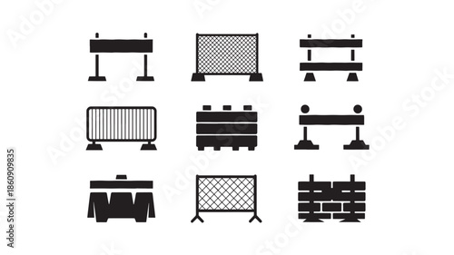 Collection of different barrier silhouettes