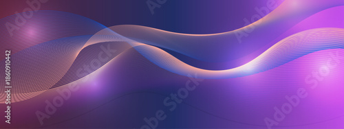 Wavy flowing lines against a purple and blue gradient background