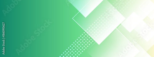 Abstract green background with white geometric shapes design