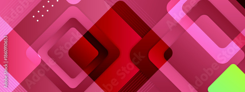 Abstract background with rounded square shapes in red pink