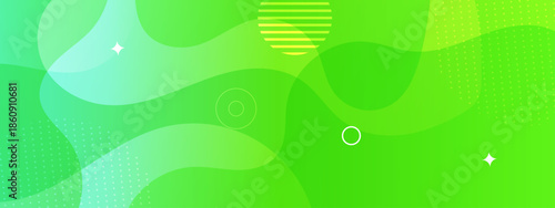 Green abstract shapes circles and stars background design