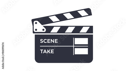 Classic Film Clapperboard Icon For Movie Production And Filmmaking Scenes