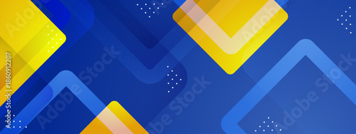 Blue and yellow squares small white rhombus scattered around