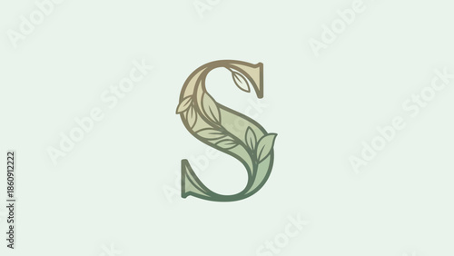 Elegant botanical leaf embedded letter S logo design for eco-friendly branding