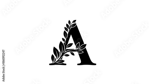 Elegant Capital Letter A Monogram with Floral Swirls Decorative Element