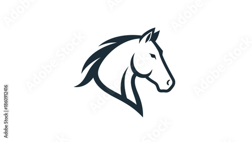 Stylized black and white vector logo of a horse head, facing right with a strong, dynamic outline.