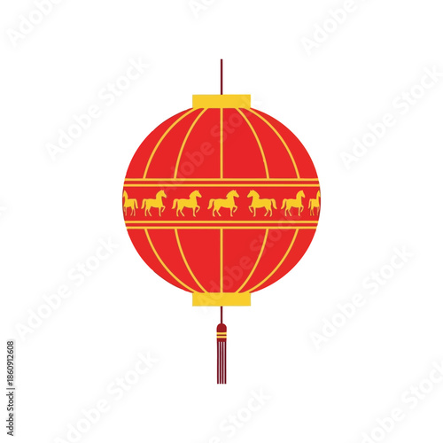 Elegant Red Lantern with Horse Design Vector