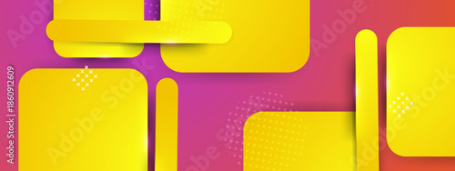 Yellow shapes on a pink background with textures and shadows
