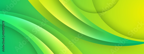Background with curved layers in green and yellow