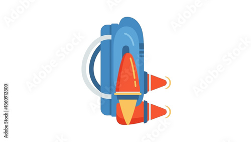 Futuristic blue jetpack with orange rocket boosters for personal flight adventures