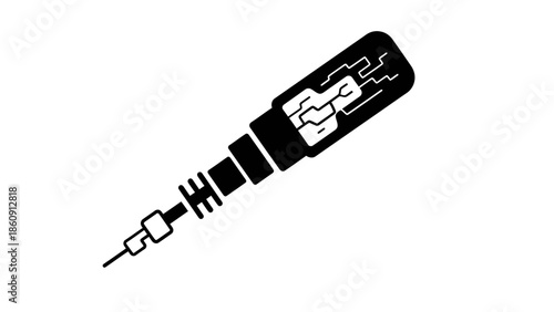 futuristic cybernetic injector or tool representing advanced medical or scientific technology