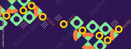 Abstract design with geometric shapes on blue