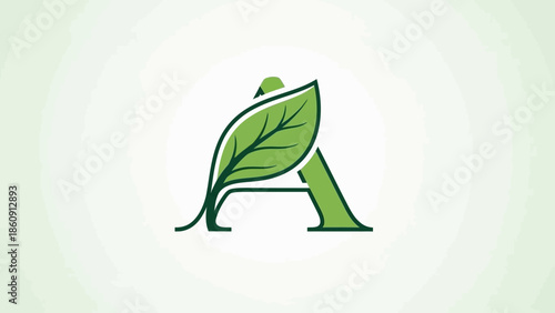 Green Leaf Forming Letter A Symbolizing Nature and Growth