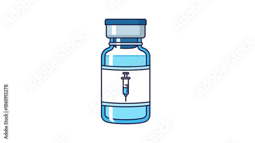 illustration of a vaccine vial and syringe icon representing immunization and vaccine administration