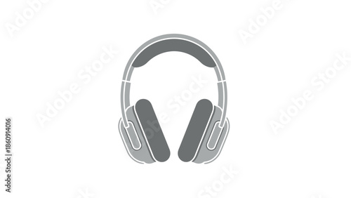 Minimalist Illustration of Over-Ear Headphones in Monochrome Style for Music and Audio Enthusiasts