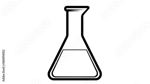 Minimalist Laboratory Flask Icon with Liquid Outline for Science and Education Illustration