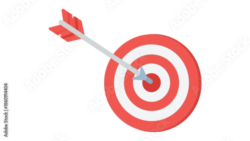 Precise Arrow Hitting the Bullseye on a Red and White Target Board