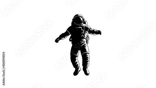 Silhouette of an astronaut floating in space with arms outstretched