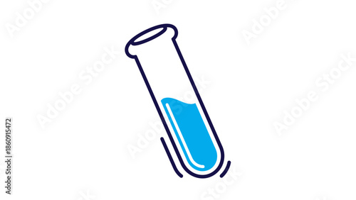 Simple Illustration of a Laboratory Test Tube Filled with Blue Liquid Icon