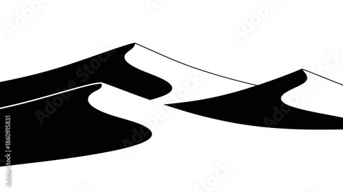 Striking Black and White Graphic Illustration of Desert Sand Dunes