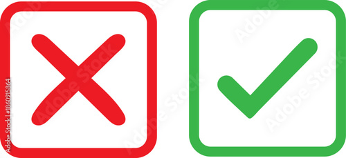 Red cross and green check mark