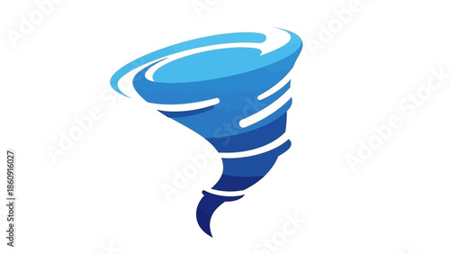 Stylized Blue Tornado Icon Representing Wind and Storm Power
