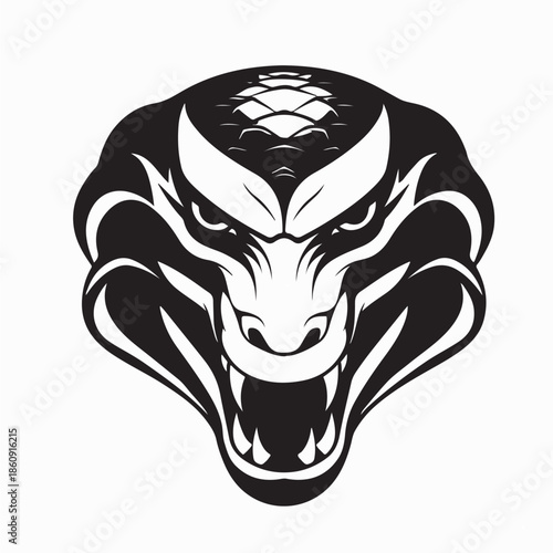 Close-up of Viper Snake with Open Mouth Image Vector on White Background