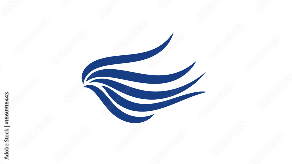 Obraz premium abstract blue wings or feathers graphic design on white background